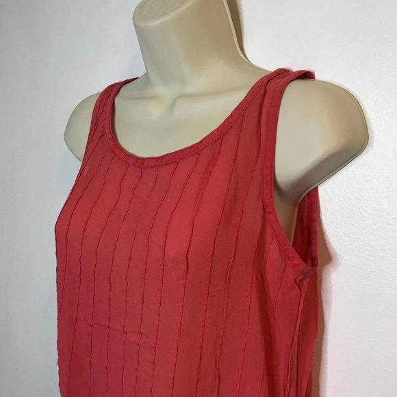 Ann Taylor Silk Blouse Tank Top MEDIUM M Sheer Side Tie Shirt Crop Round Neck - Picture 2 of 8